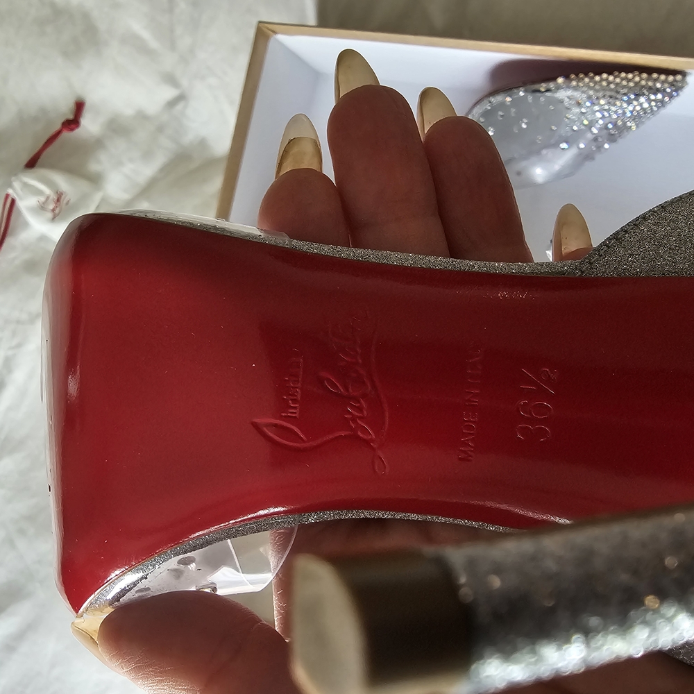 Christian Louboutin Silver Stiletto Heels - Picture 8 of 8